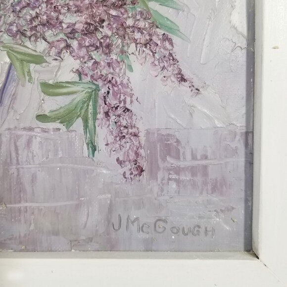 Vintage Painting of Purple and Lavender Flowers in a Frame - Picture 5 of 9